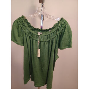 Max Studio Crochet Trim Top –Size 1X | Elevated Boho NWT